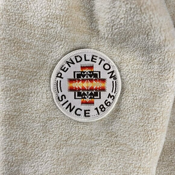 Pendleton Aztec Patch Fleece Jacket Ivory Women’s Size Medium - Picture 8 of 8